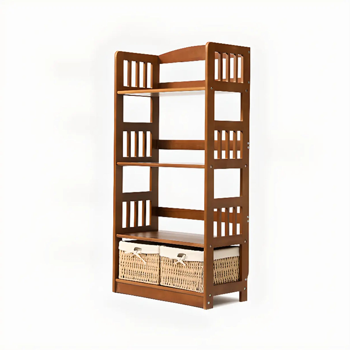 Rustic Open Natural Wood Standard Storage Bookshelf Image - 28