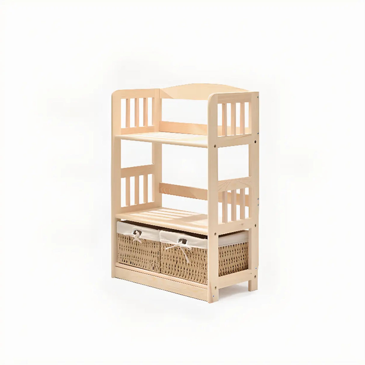 Rustic Open Natural Wood Standard Storage Bookshelf Image - 30