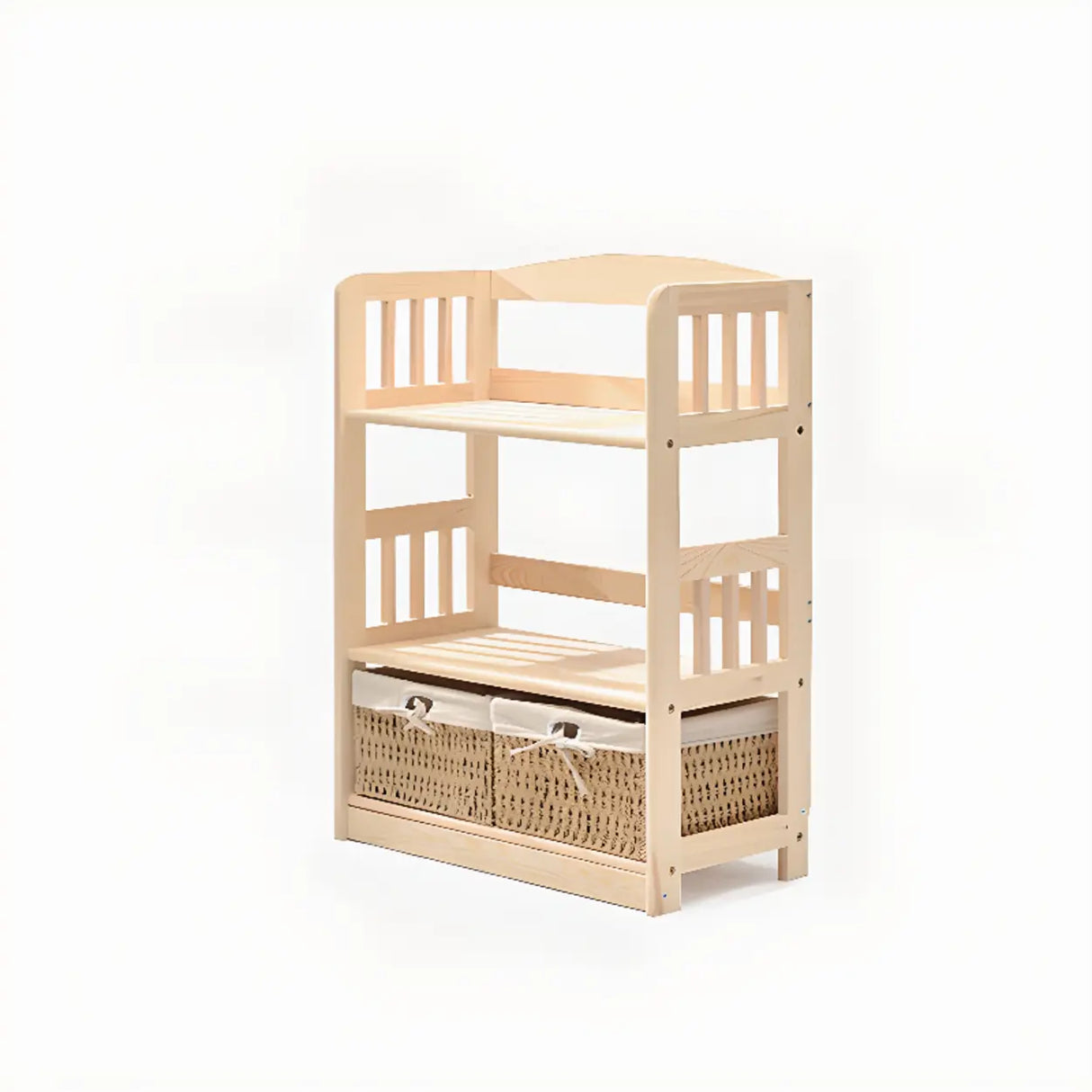 Rustic Open Natural Wood Standard Storage Bookshelf Image - 32