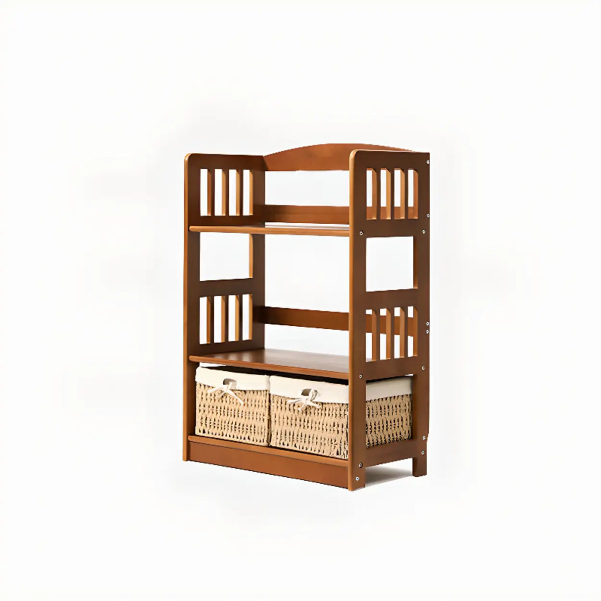 Rustic Open Natural Wood Standard Storage Bookshelf Image - 33