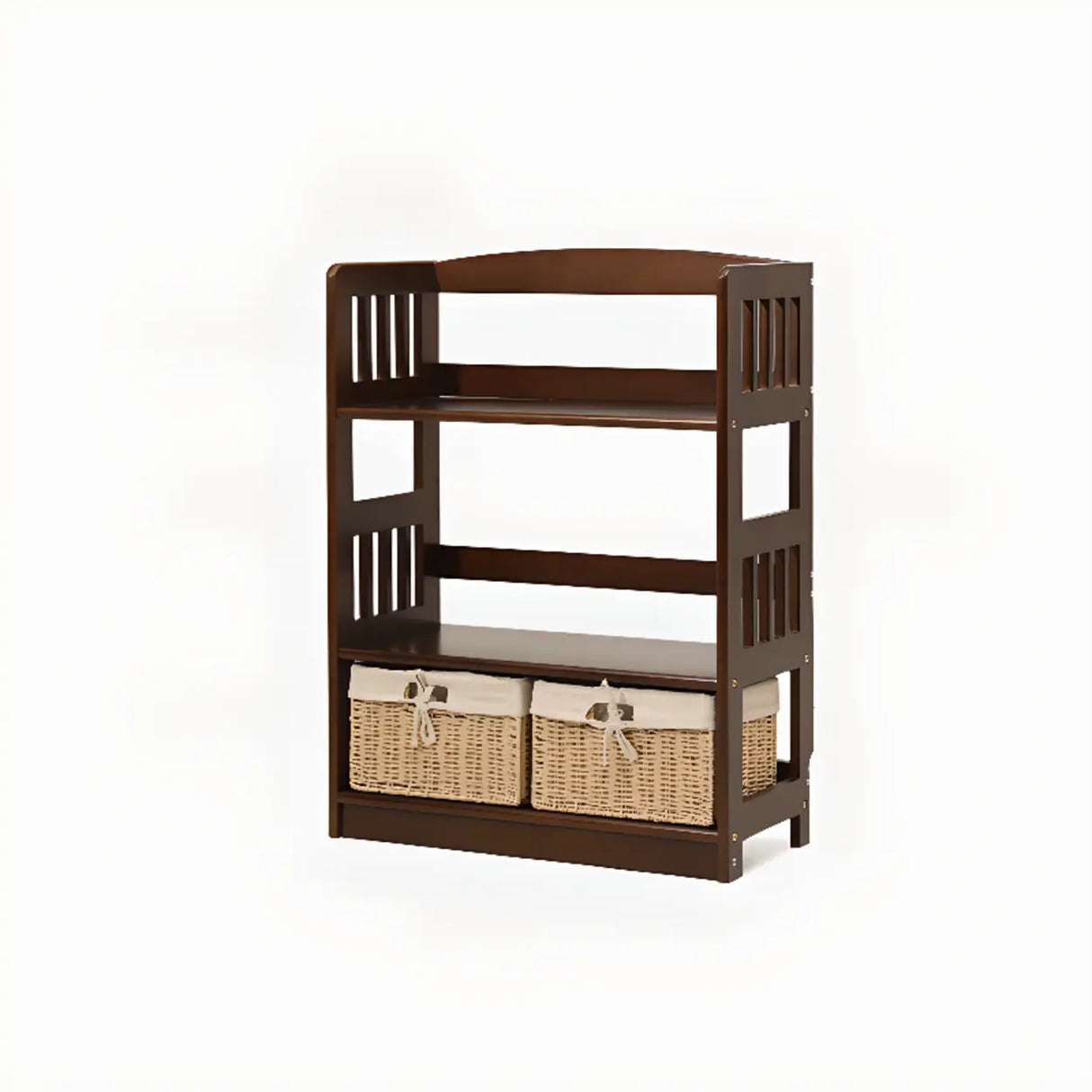 Rustic Open Natural Wood Standard Storage Bookshelf Image - 34