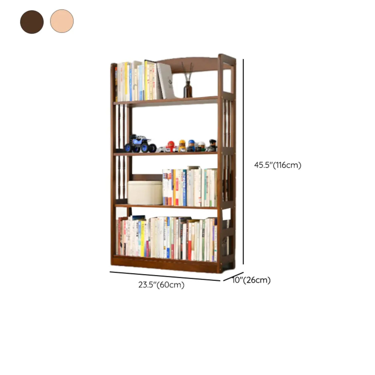 Rustic Open Natural Wood Standard Storage Bookshelf Image - 37