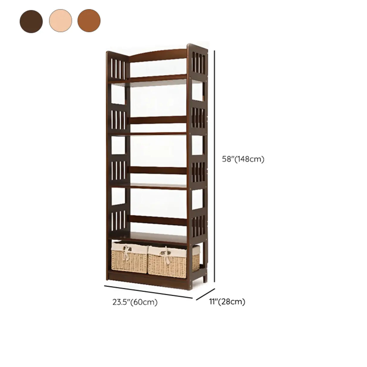Rustic Open Natural Wood Standard Storage Bookshelf Image - 41