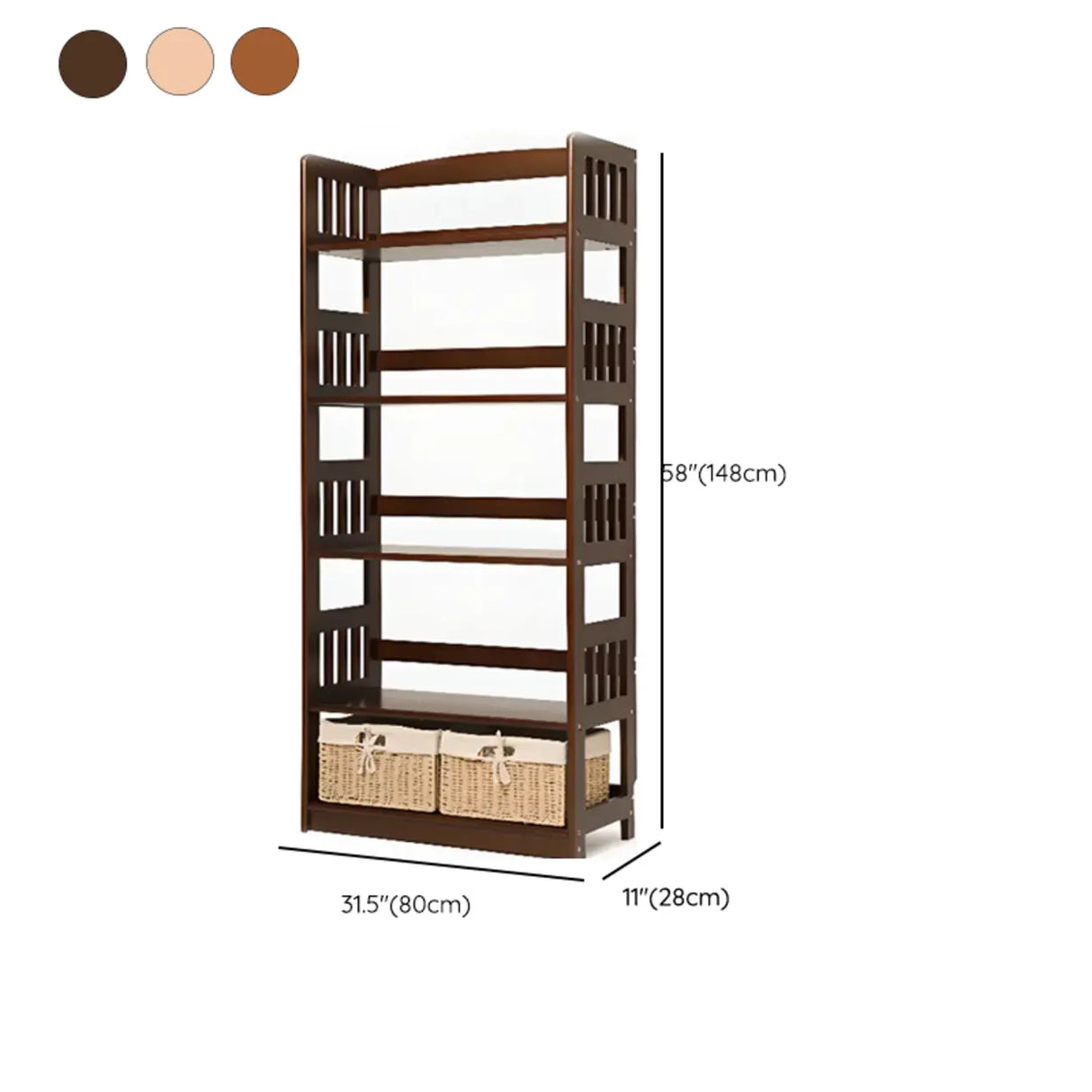 Rustic Open Natural Wood Standard Storage Bookshelf Image - 42