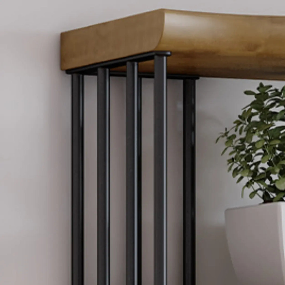 Rustic Open Pine Wooden Rectangle Storage Bookcase Image - 10