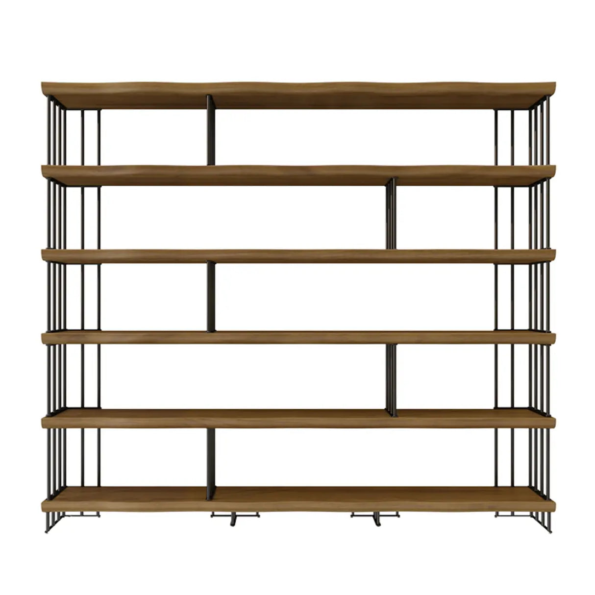 Rustic Open Pine Wooden Rectangle Storage Bookcase Image - 11