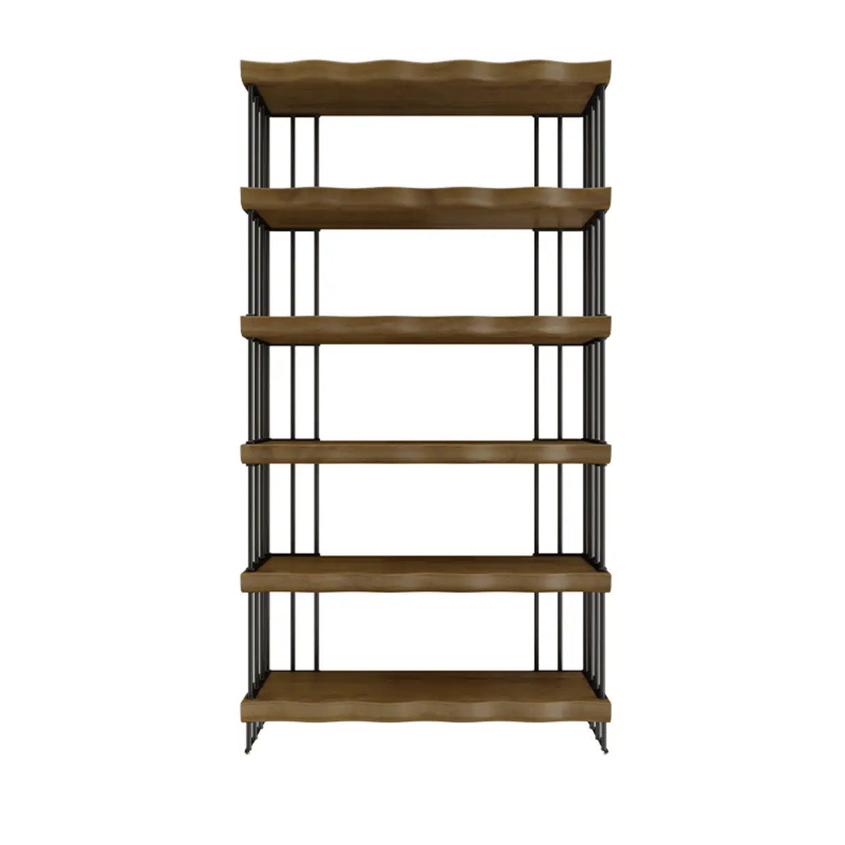 Rustic Open Pine Wooden Rectangle Storage Bookcase Image - 3