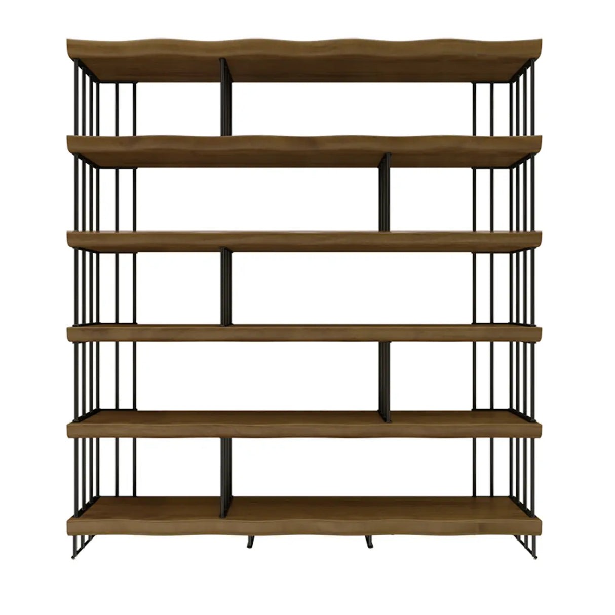 Rustic Open Pine Wooden Rectangle Storage Bookcase Image - 5