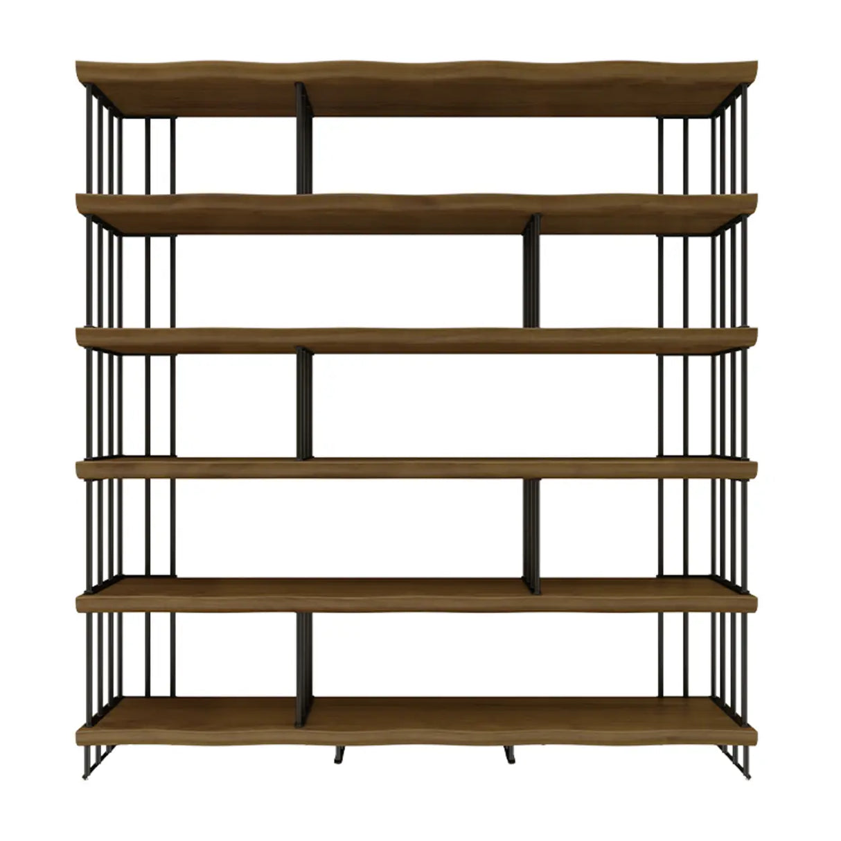 Rustic Open Pine Wooden Rectangle Storage Bookcase Image - 7