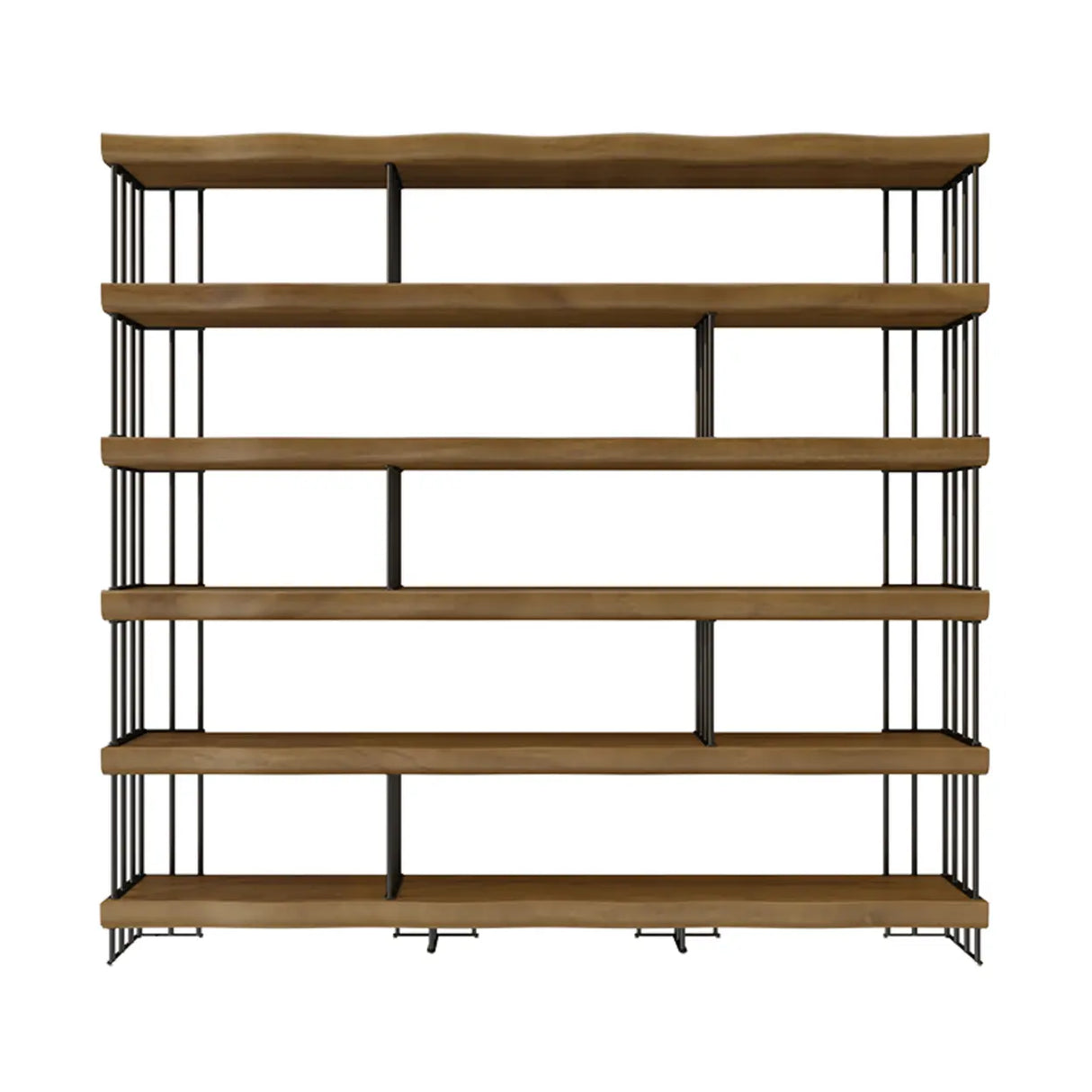 Rustic Open Pine Wooden Rectangle Storage Bookcase Image - 9