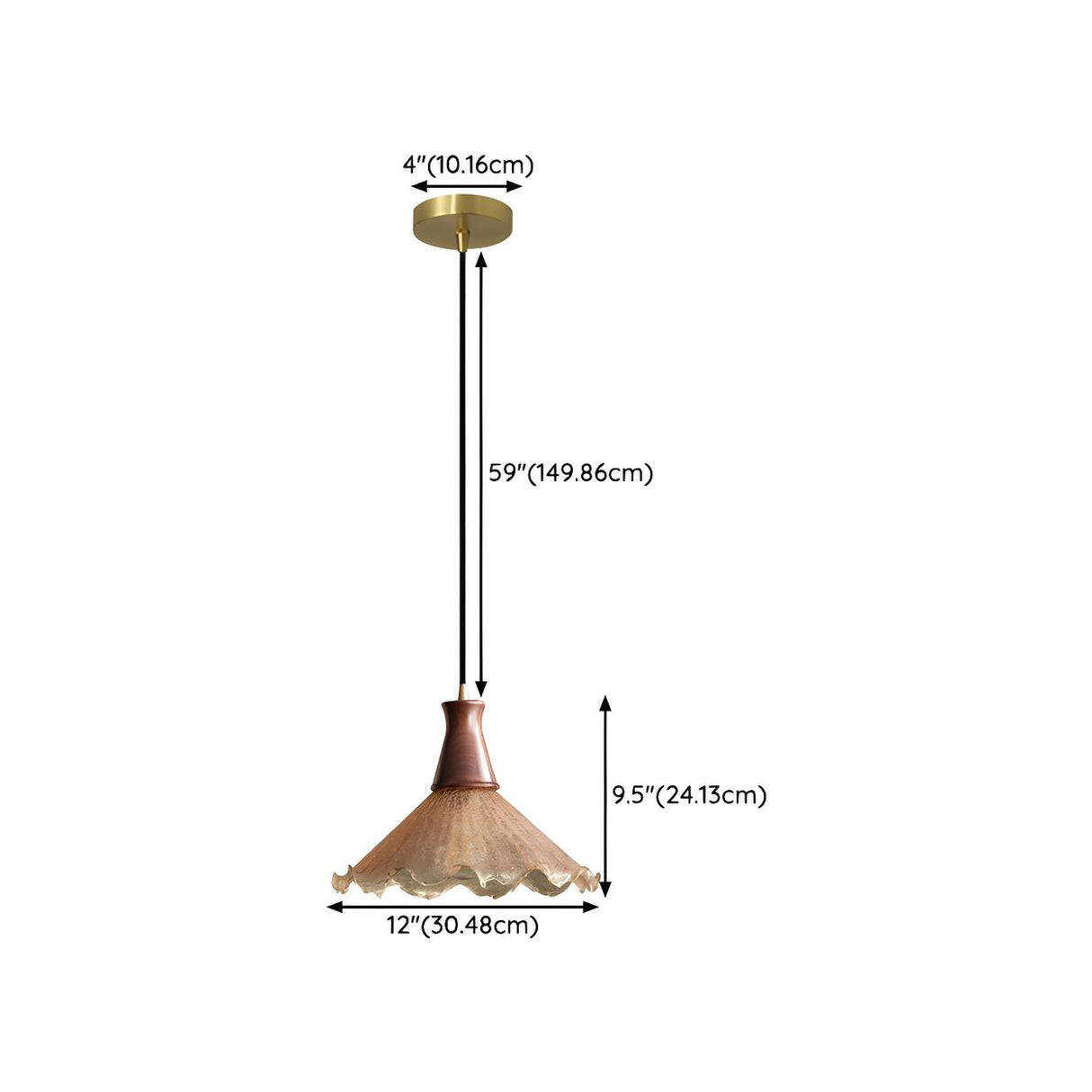 Rustic Orange Amber Glass Cone Mini Pendant Light