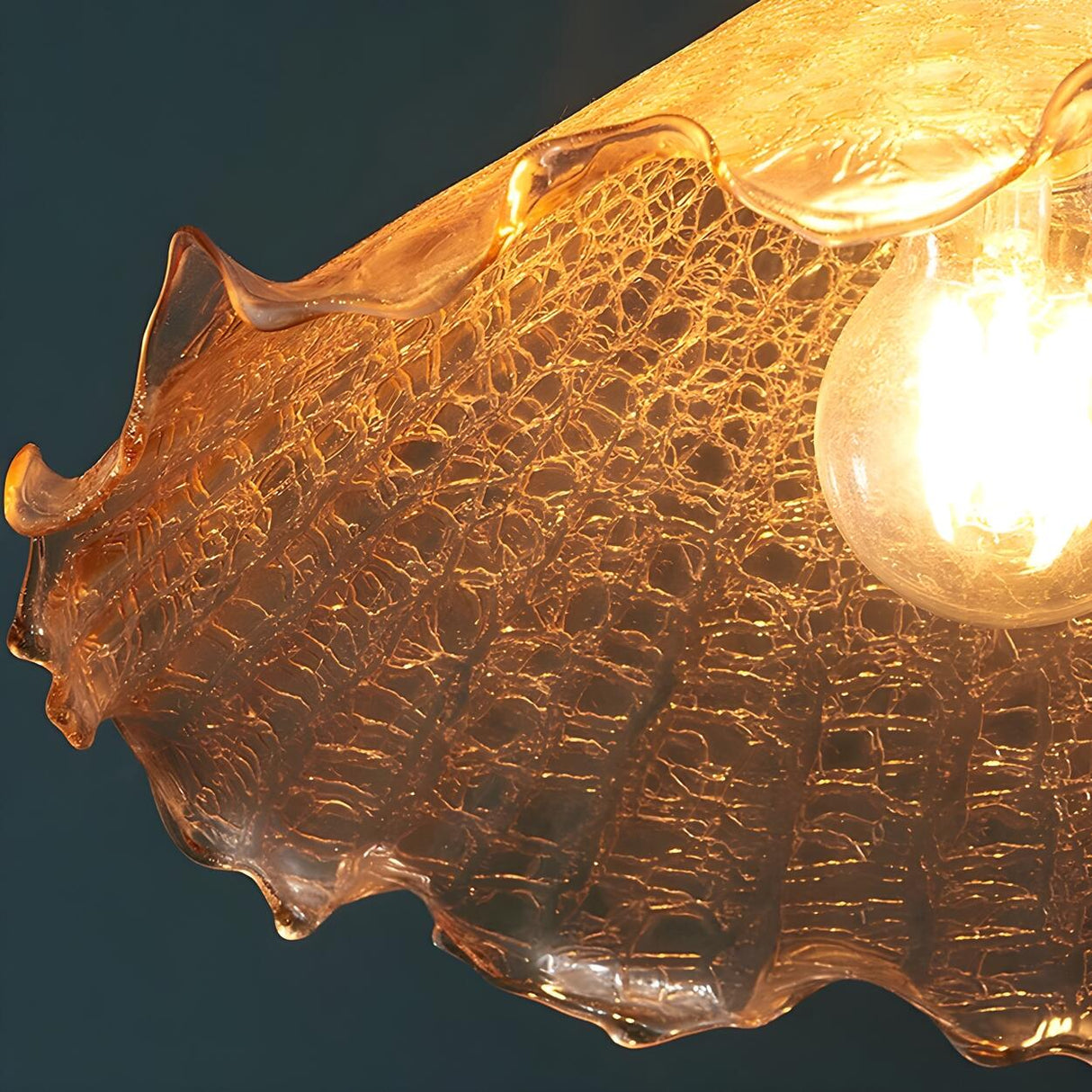 Rustic Orange Amber Glass Cone Mini Pendant Light Image - 7