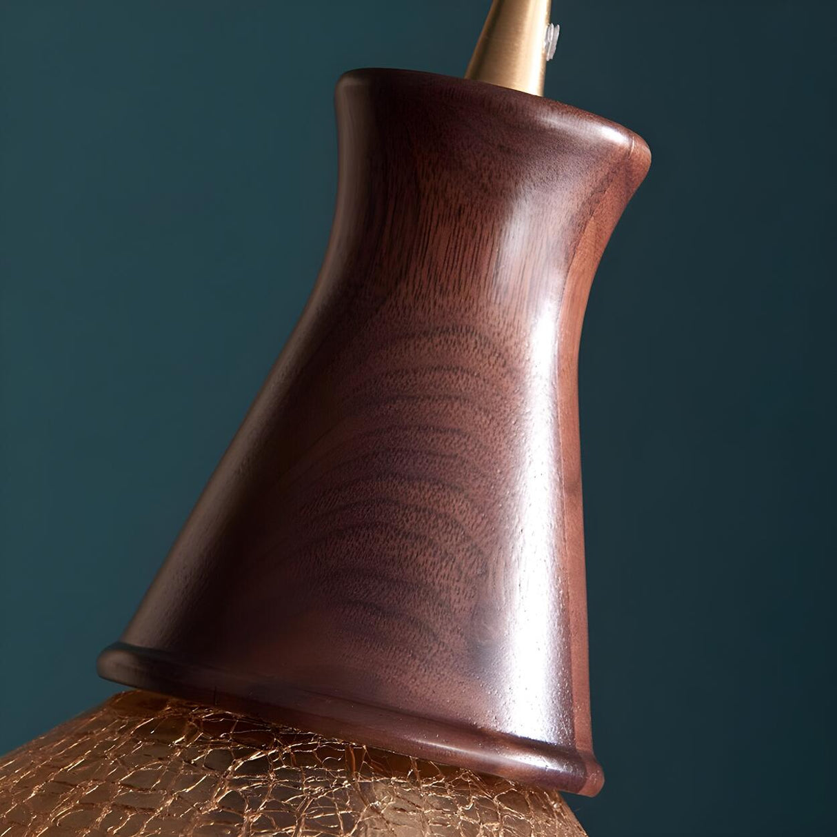 Rustic Orange Amber Glass Cone Mini Pendant Light Image - 8