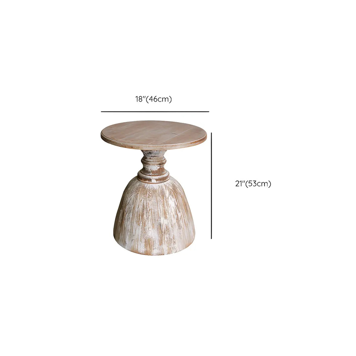 Rustic Pedestal Small Round Distressed Wood Side Table