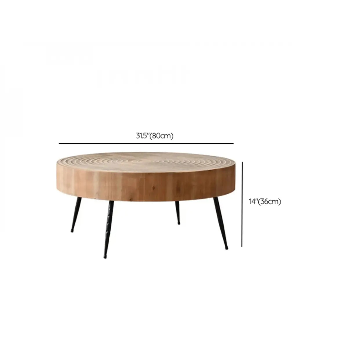 Rustic Pine Distressed Wood Finish Round Coffee Table