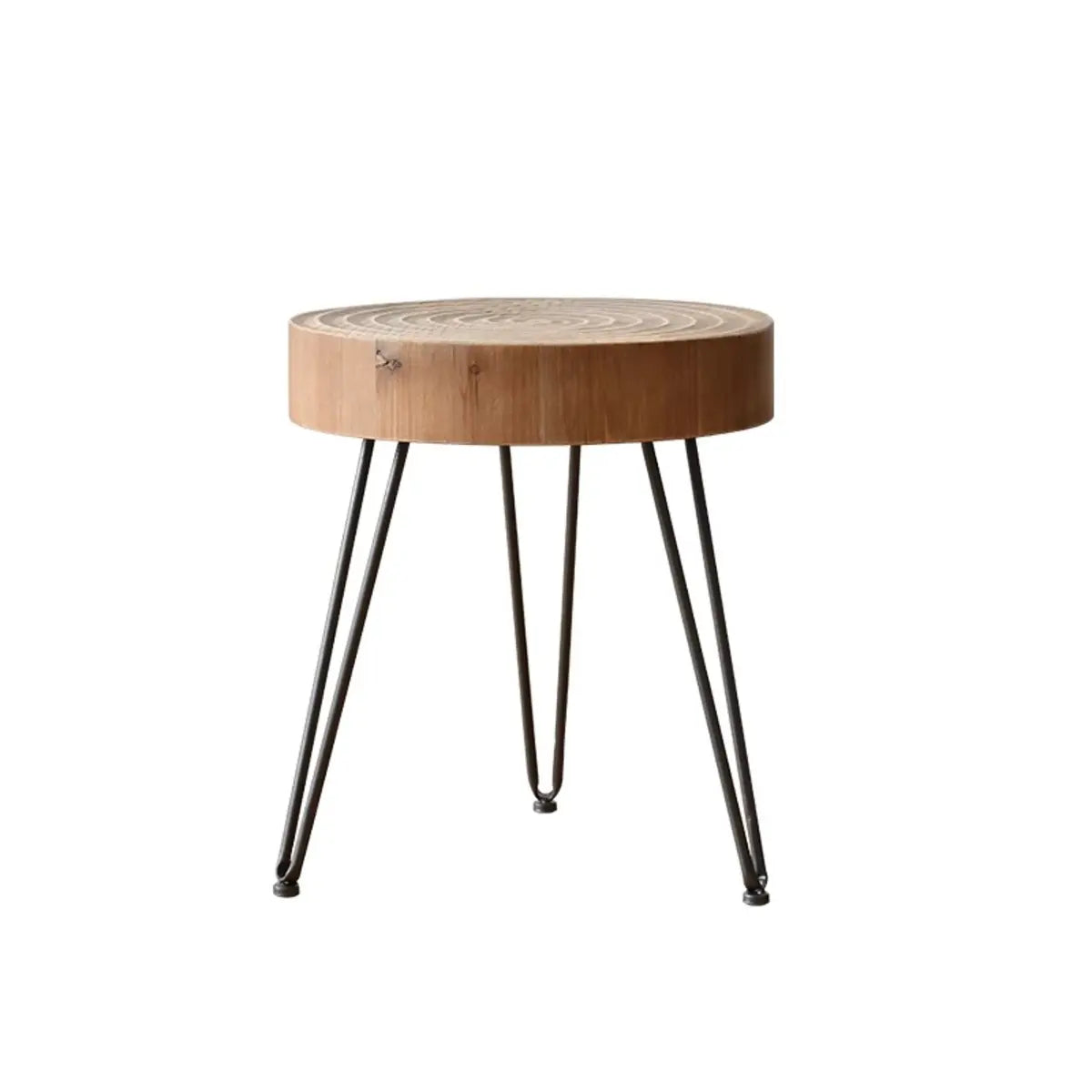 Rustic Pine Distressed Wood Finish Round Coffee Table Image - 2