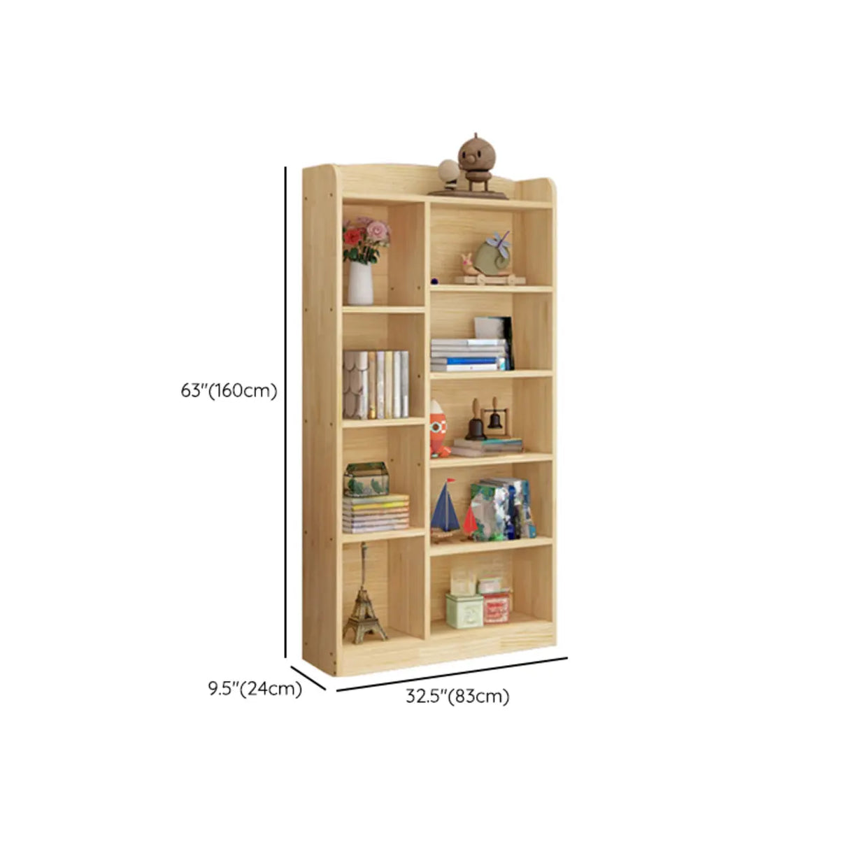 Rustic Pine Vertical Closed Back Wood Storage Bookcase Image - 12