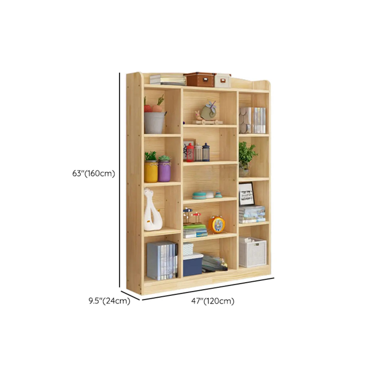 Rustic Pine Vertical Closed Back Wood Storage Bookcase Image - 13
