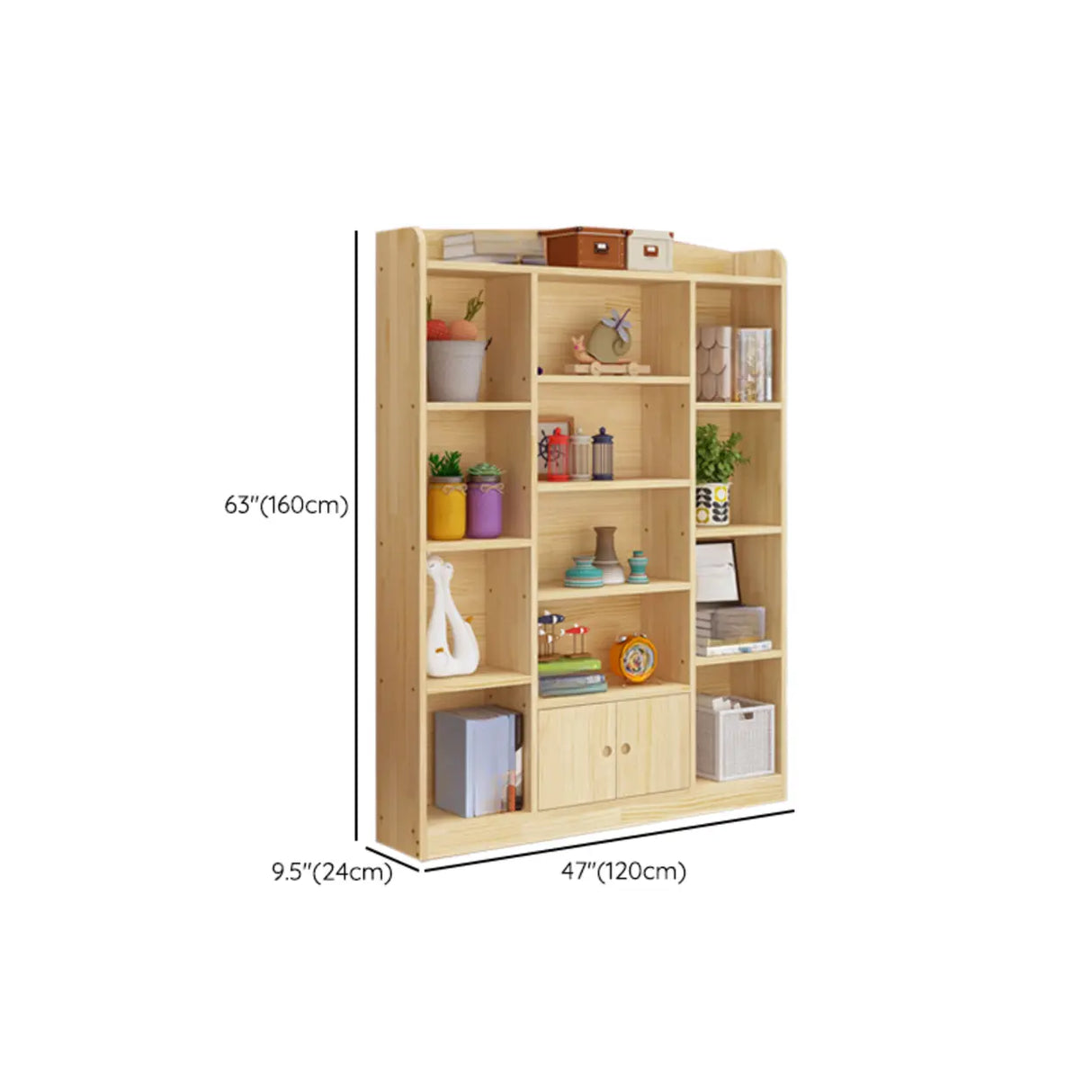 Rustic Pine Vertical Closed Back Wood Storage Bookcase Image - 14