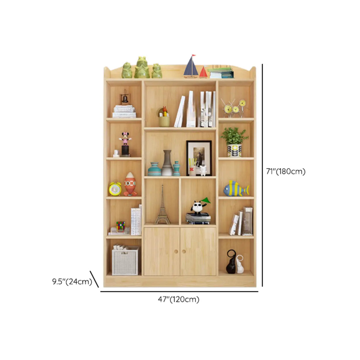 Rustic Pine Vertical Closed Back Wood Storage Bookcase Image - 15