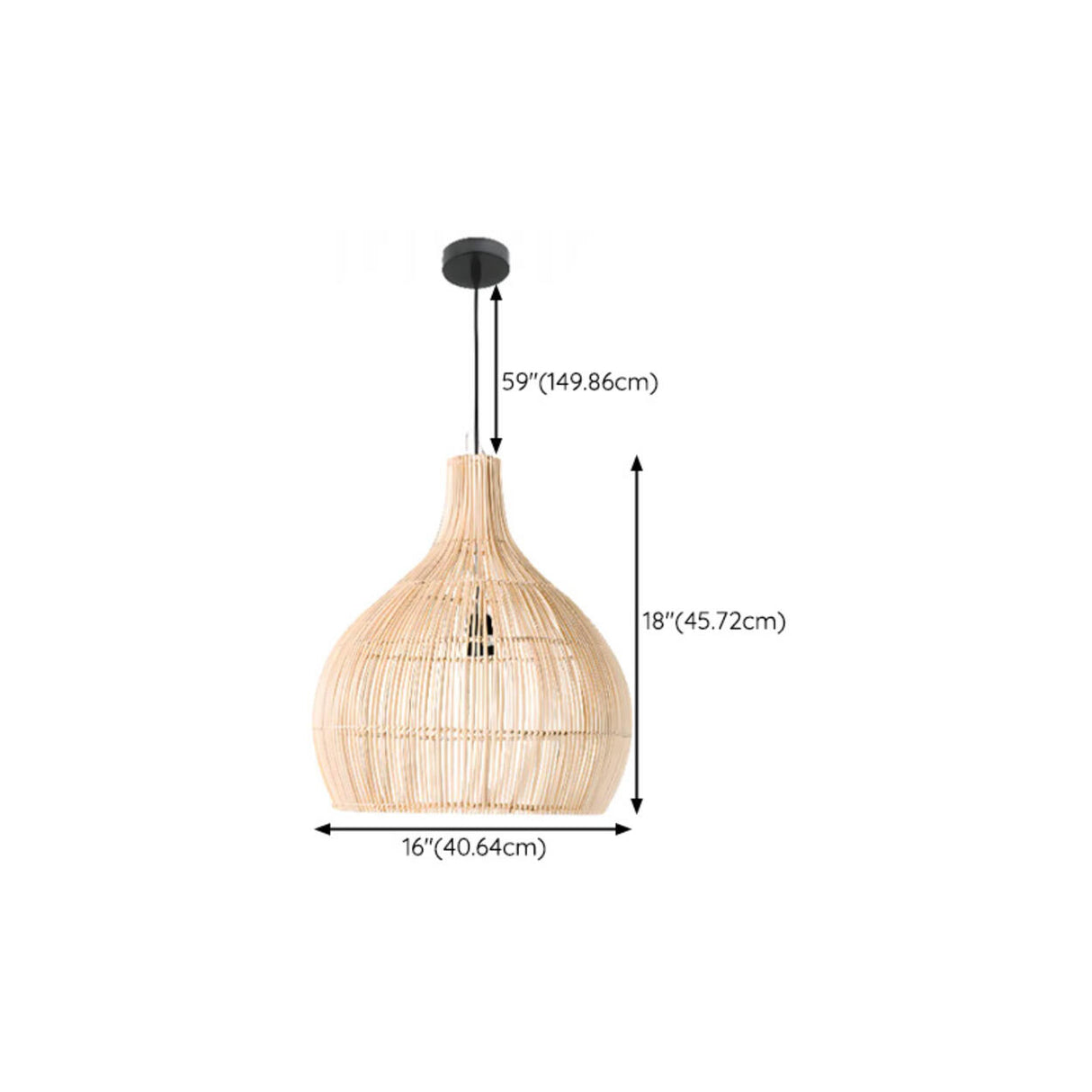 Rustic Rattan Woven Drum Cane Pendant Light Image - 16