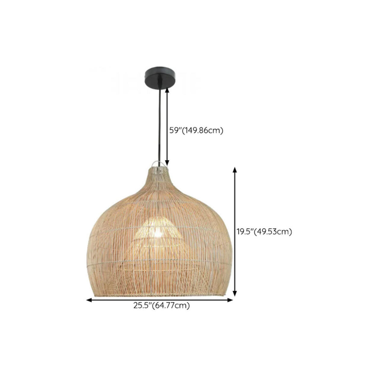 Rustic Rattan Woven Drum Cane Pendant Light Image - 17