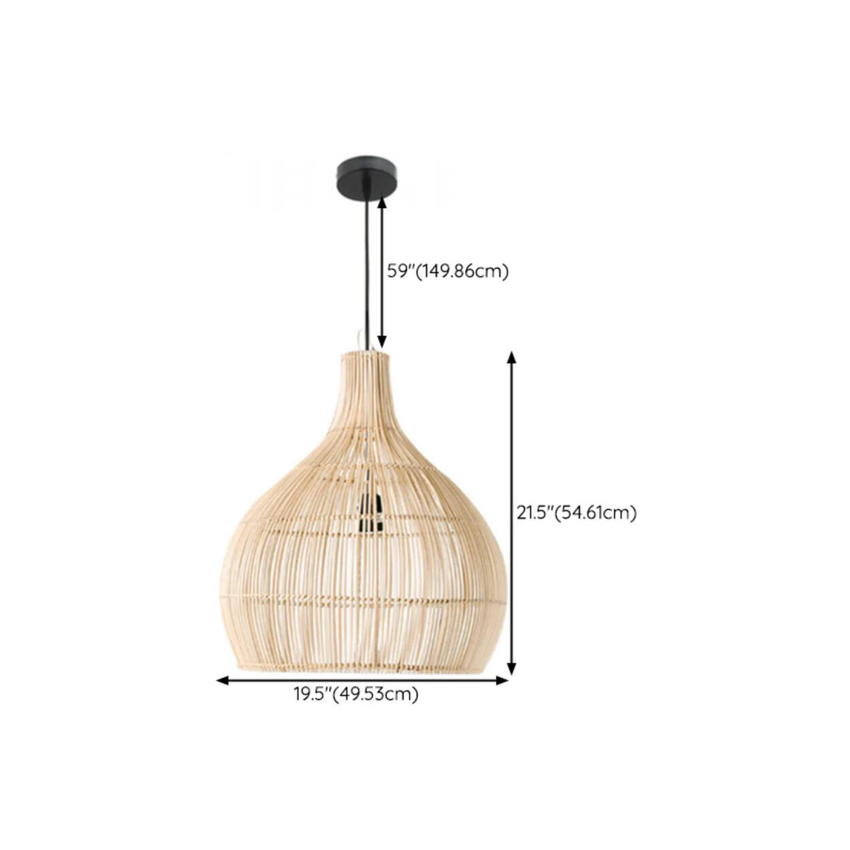 Rustic Rattan Woven Drum Cane Pendant Light Image - 18
