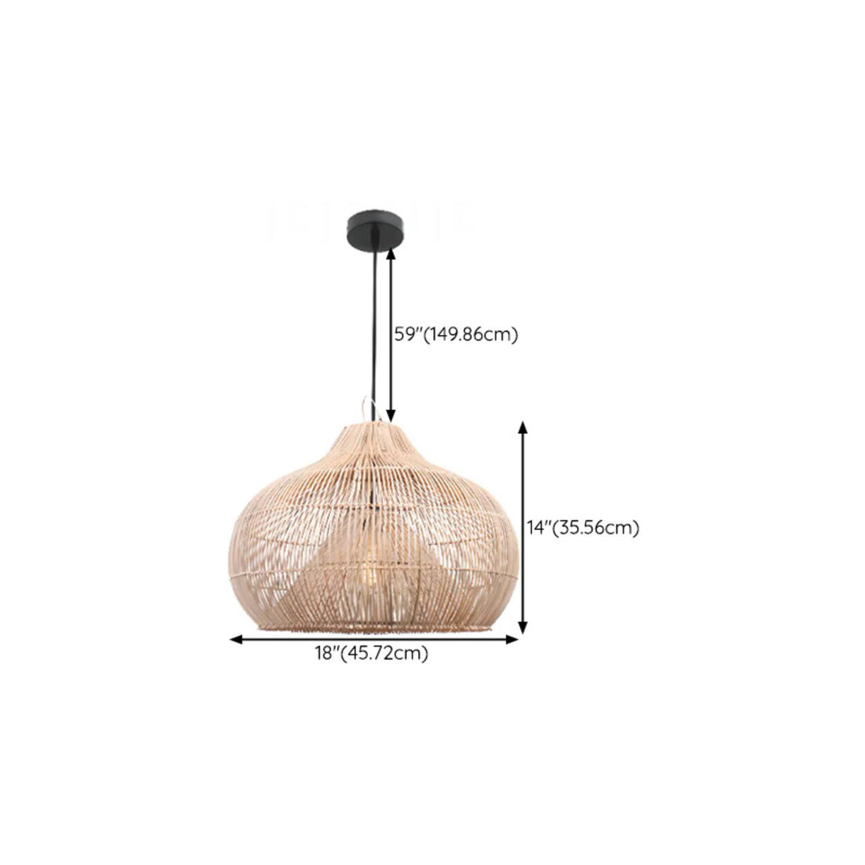 Rustic Rattan Woven Drum Cane Pendant Light Image - 19