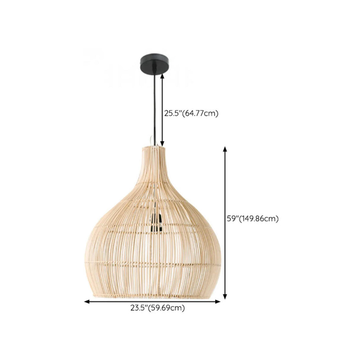 Rustic Rattan Woven Drum Cane Pendant Light Image - 20