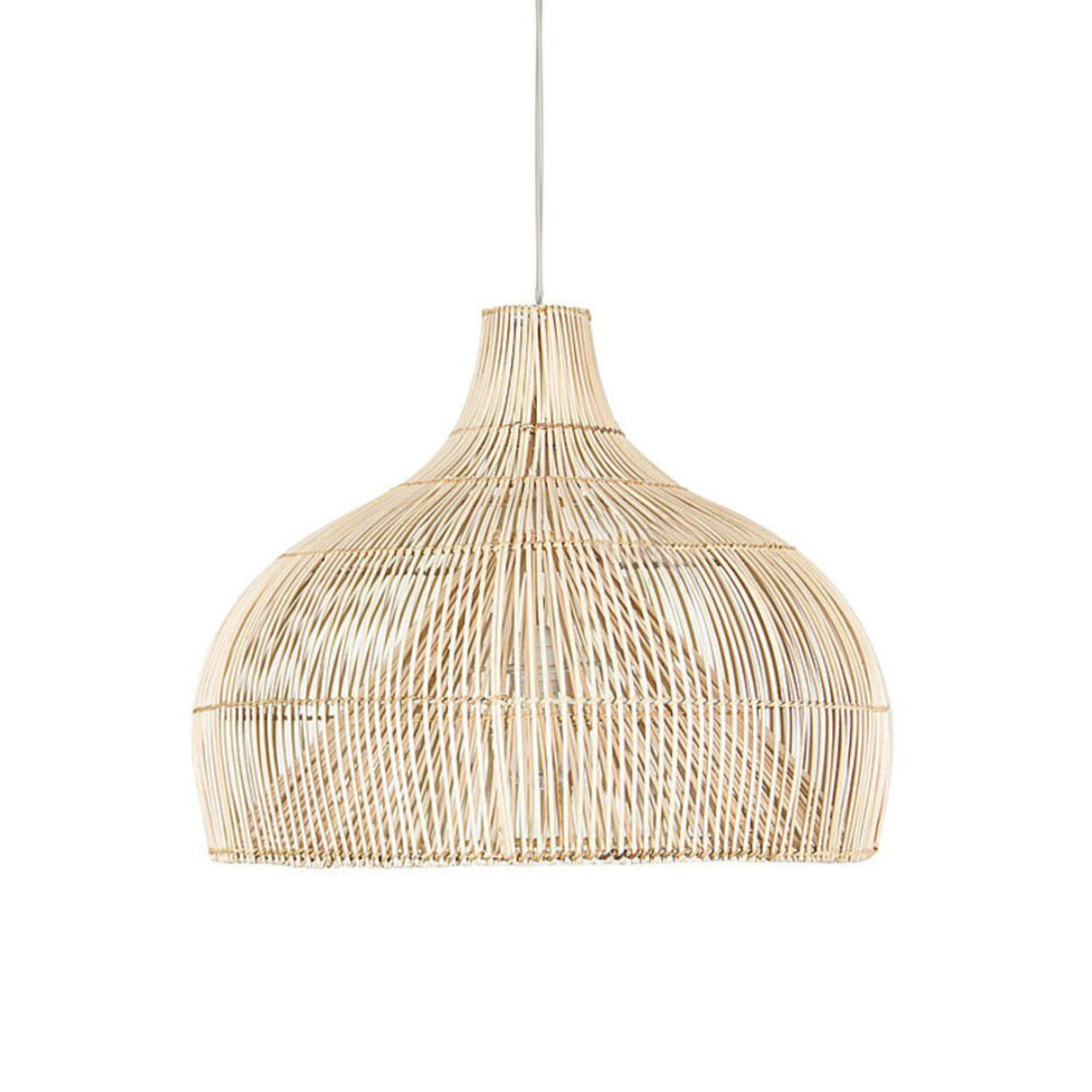 Rustic Rattan Woven Drum Cane Pendant Light Image - 5