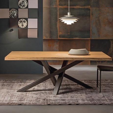 Rustic Rectangle Pine Natural Large Dining Table Image - 2