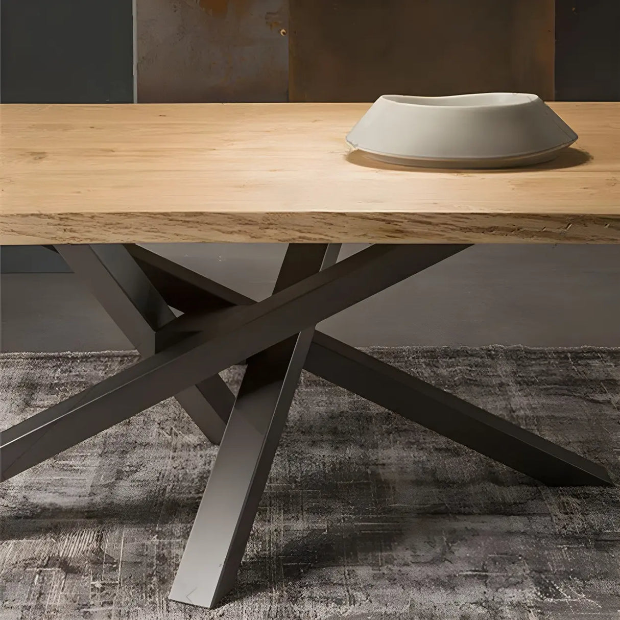 Rustic Rectangle Pine Natural Large Dining Table Image - 4