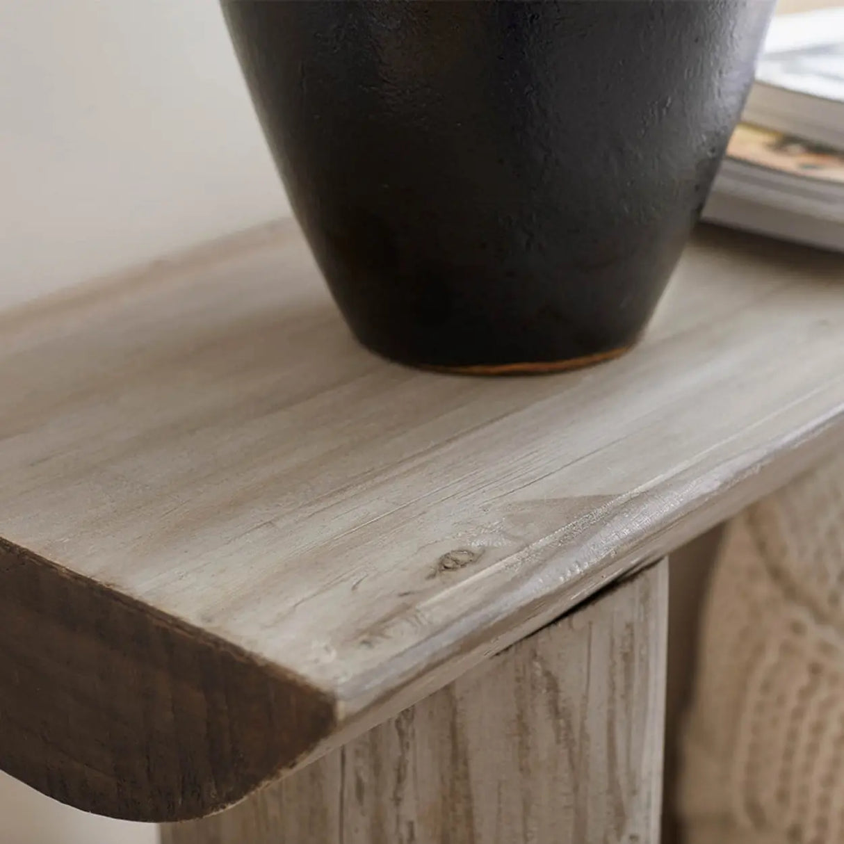 Rustic Rectangular Pine Wood Sled base Console Table Image - 3