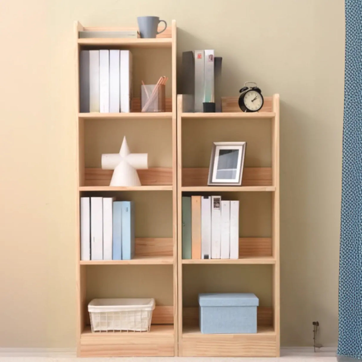 Rustic Rectangular Vertical Pine Open Display Bookcase Image - 1