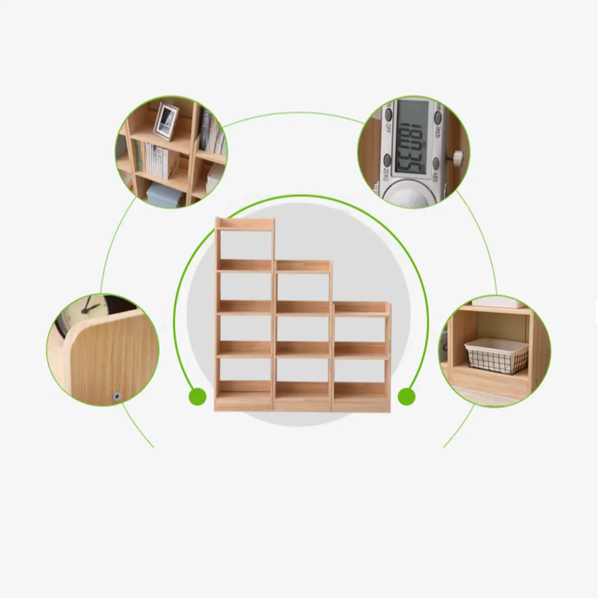 Rustic Rectangular Vertical Pine Open Display Bookcase Image - 12