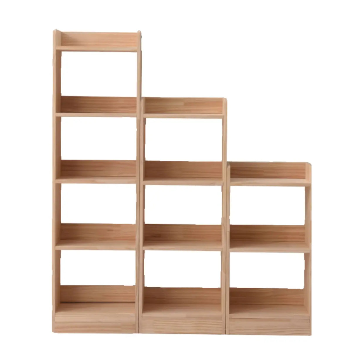 Rustic Rectangular Vertical Pine Open Display Bookcase Image - 7