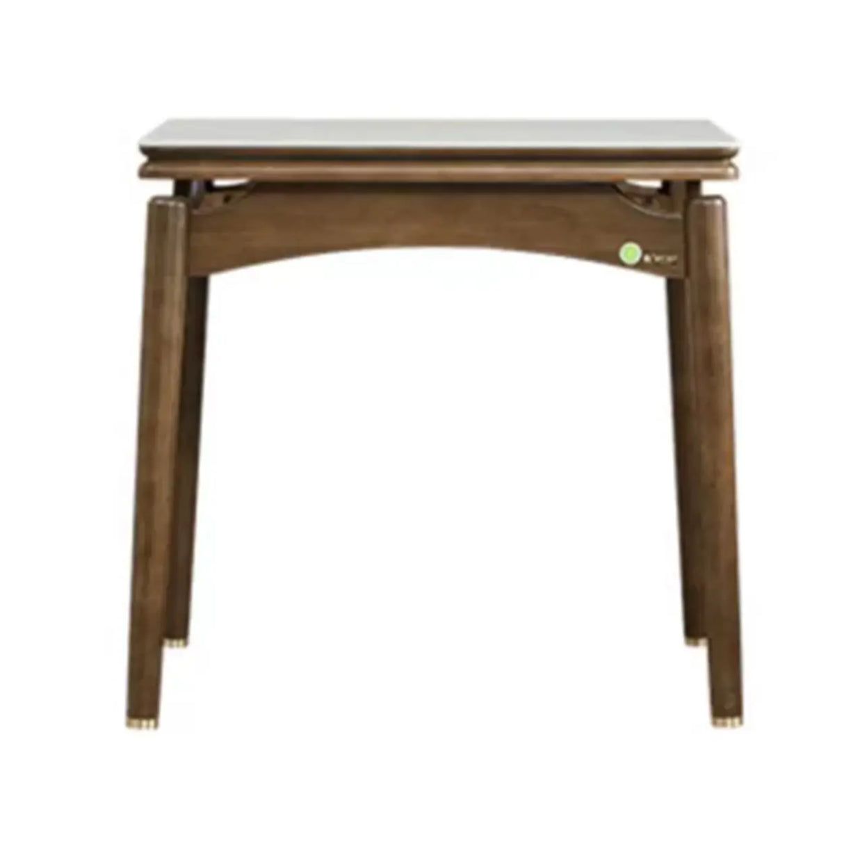 Rustic Rectangular White Stone Dining Table Wood Drop Leaf Image - 6