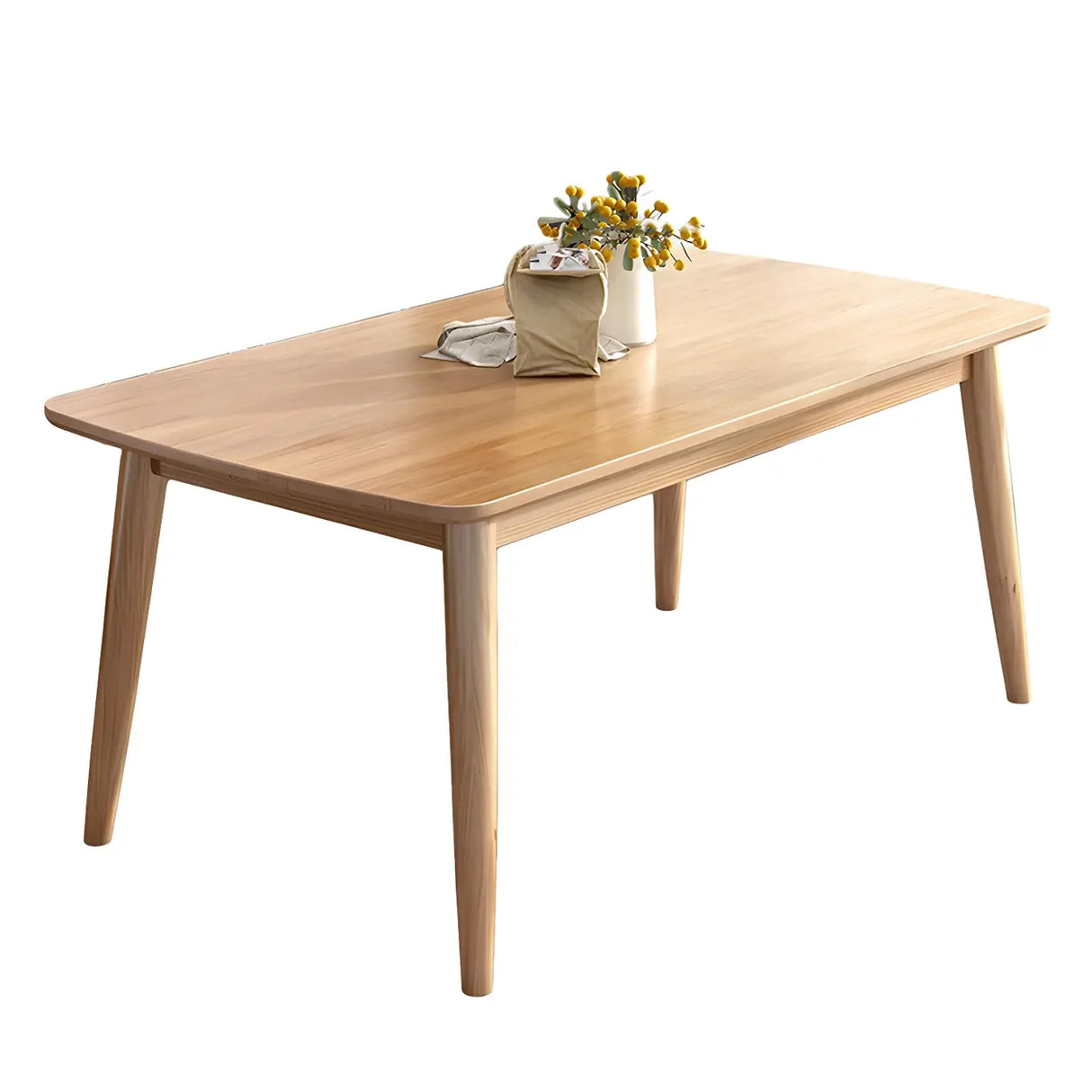 Rustic Rectangular Wood Natural Finish Kitchen Dining Table Image - 5