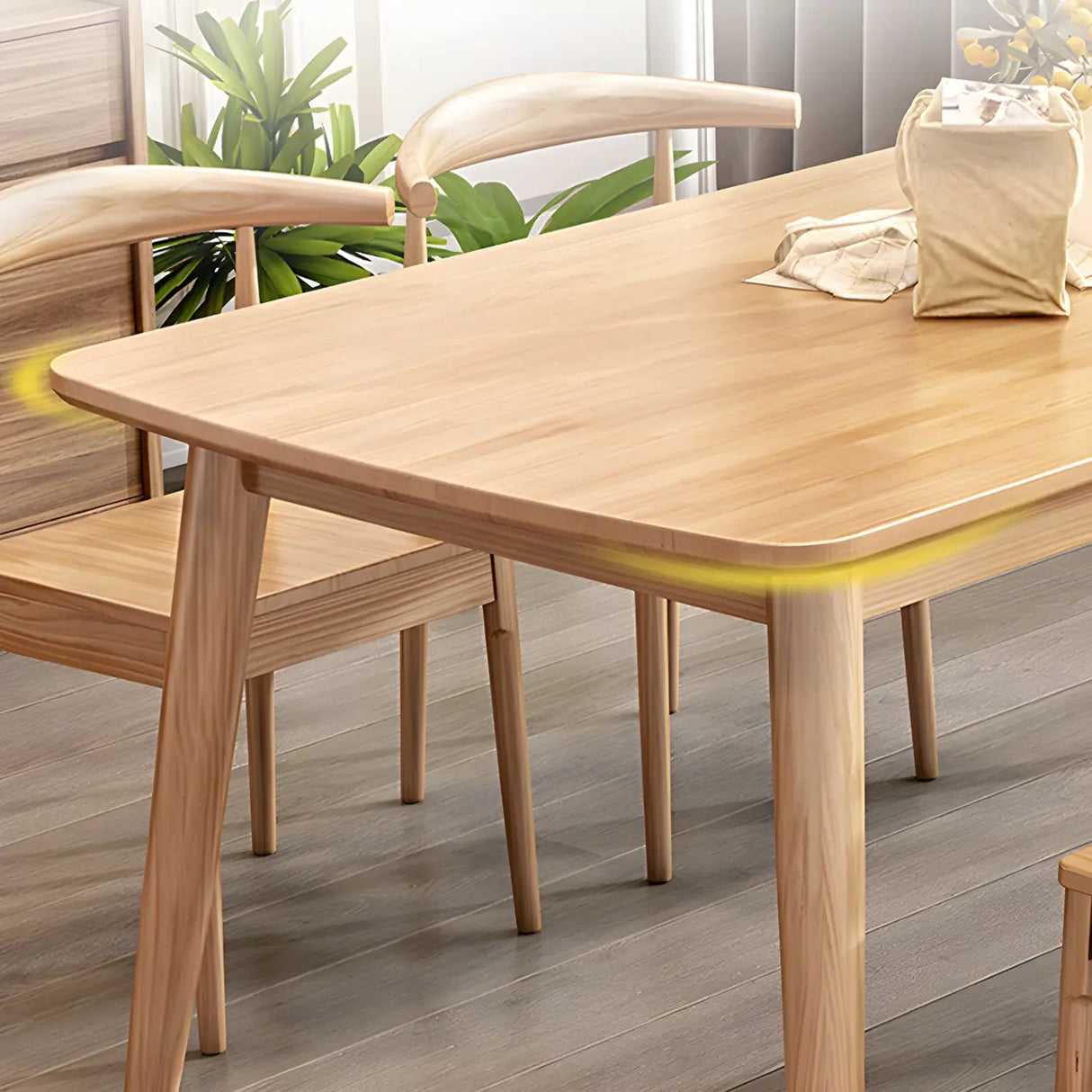 Rustic Rectangular Wood Natural Finish Kitchen Dining Table Image - 6