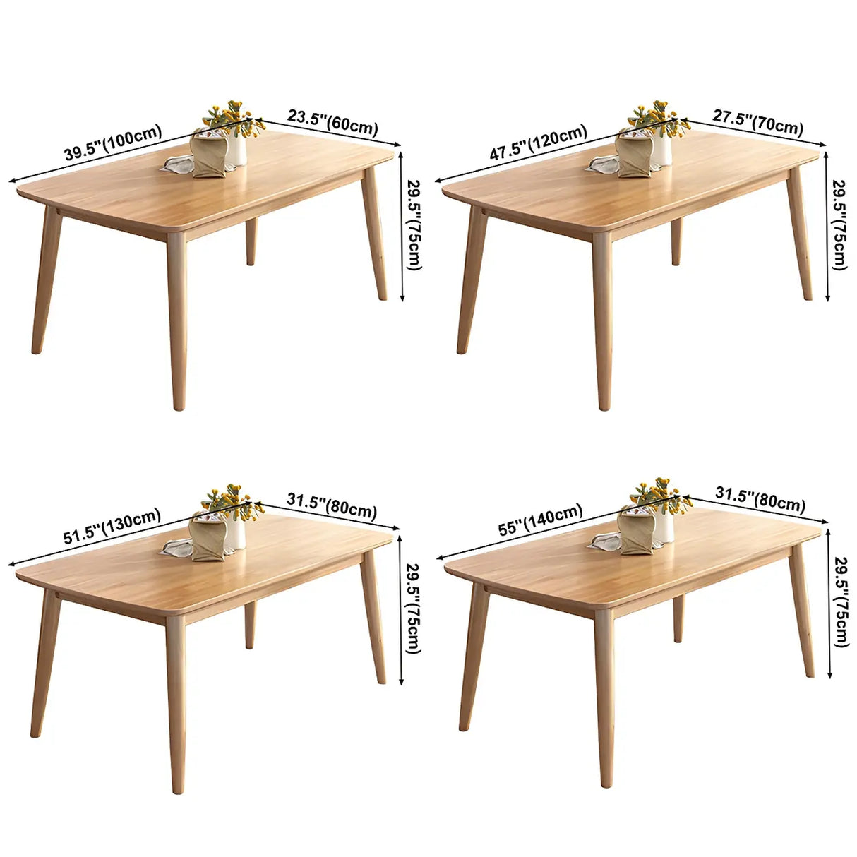 Rustic Rectangular Wood Natural Finish Kitchen Dining Table Image - 7