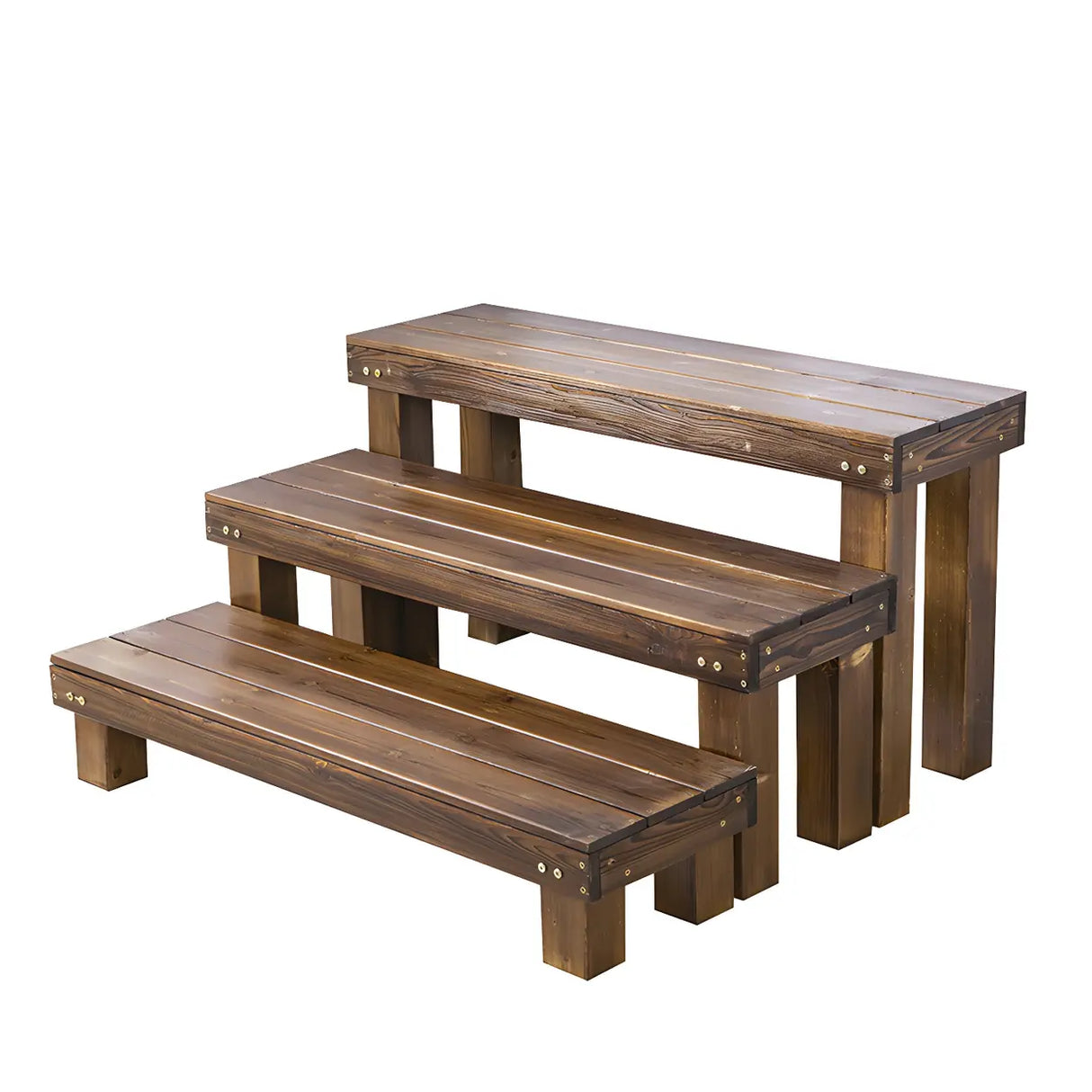 Rustic Rectangular Wooden Waterproof Brown Plant Stand Image - 12