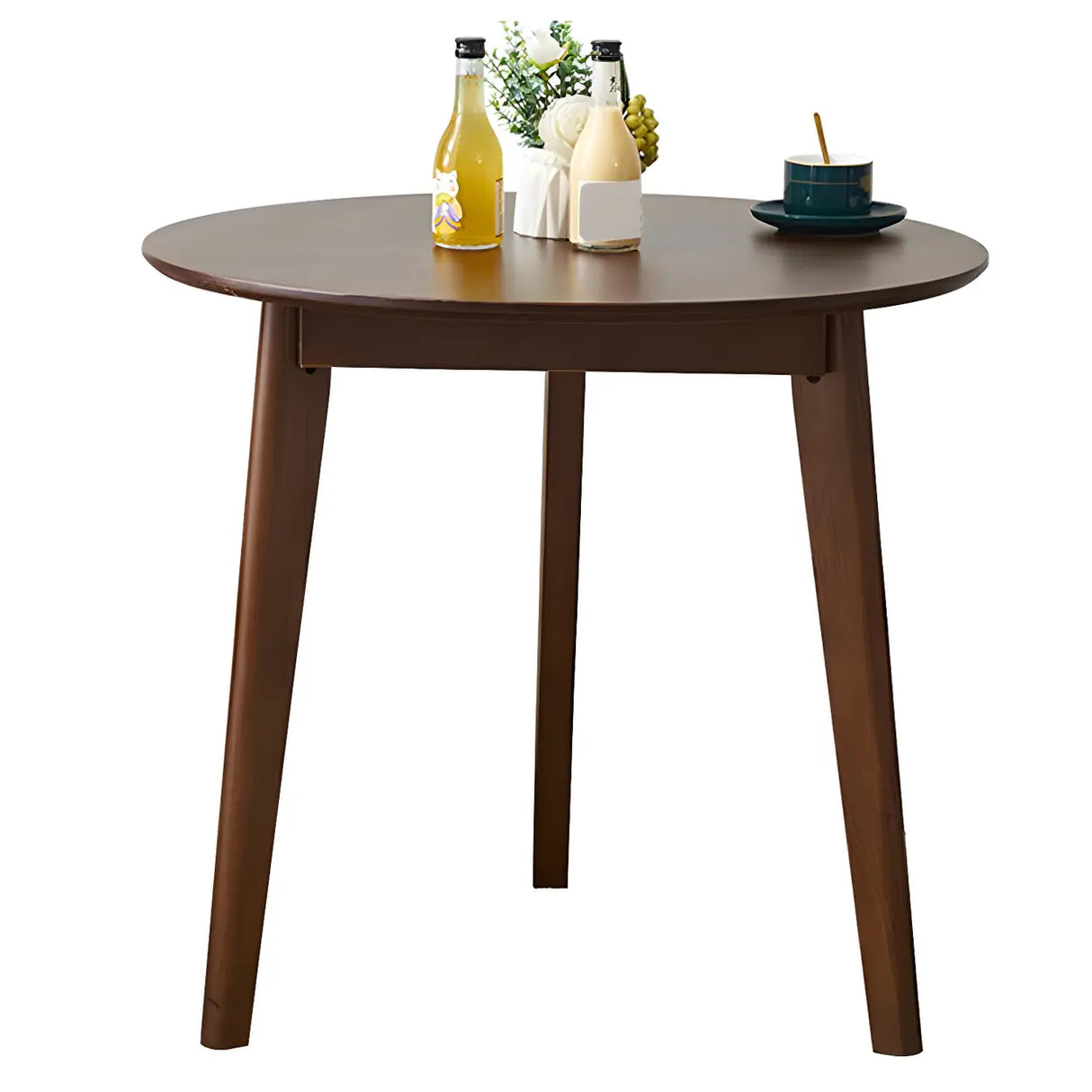 Rustic Round Natural Rubberwood Dining Table Image - 5