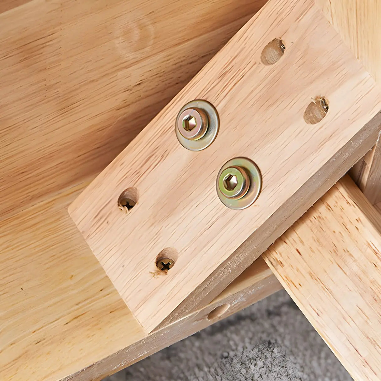 Rustic Round Natural Rubberwood Dining Table Image - 6