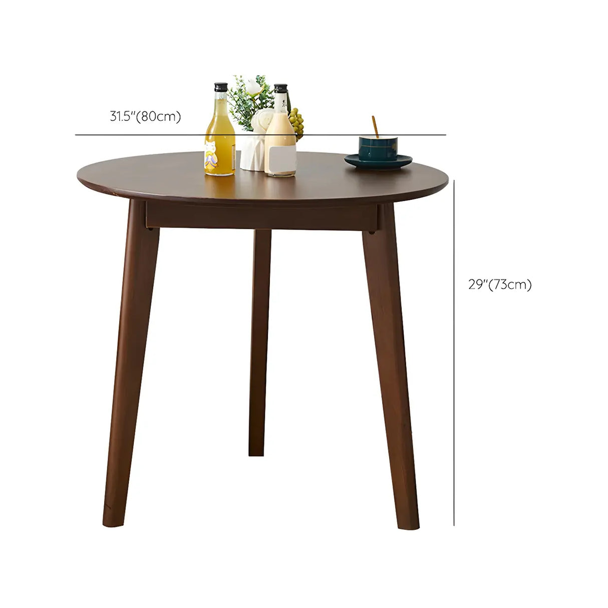 Rustic Round Natural Rubberwood Dining Table Image - 9