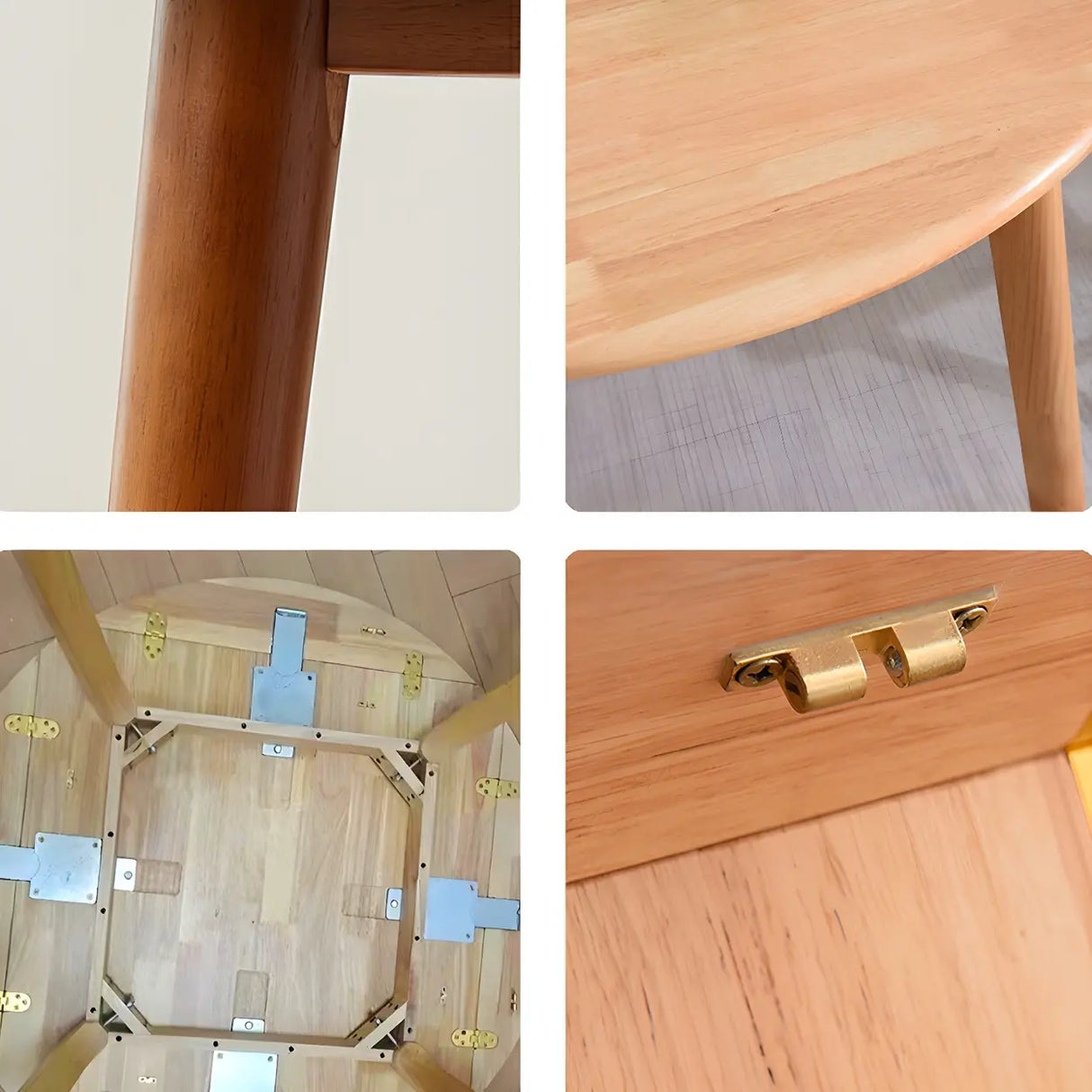 Rustic Round Natural Wooden Extendable Dining Table Image - 11