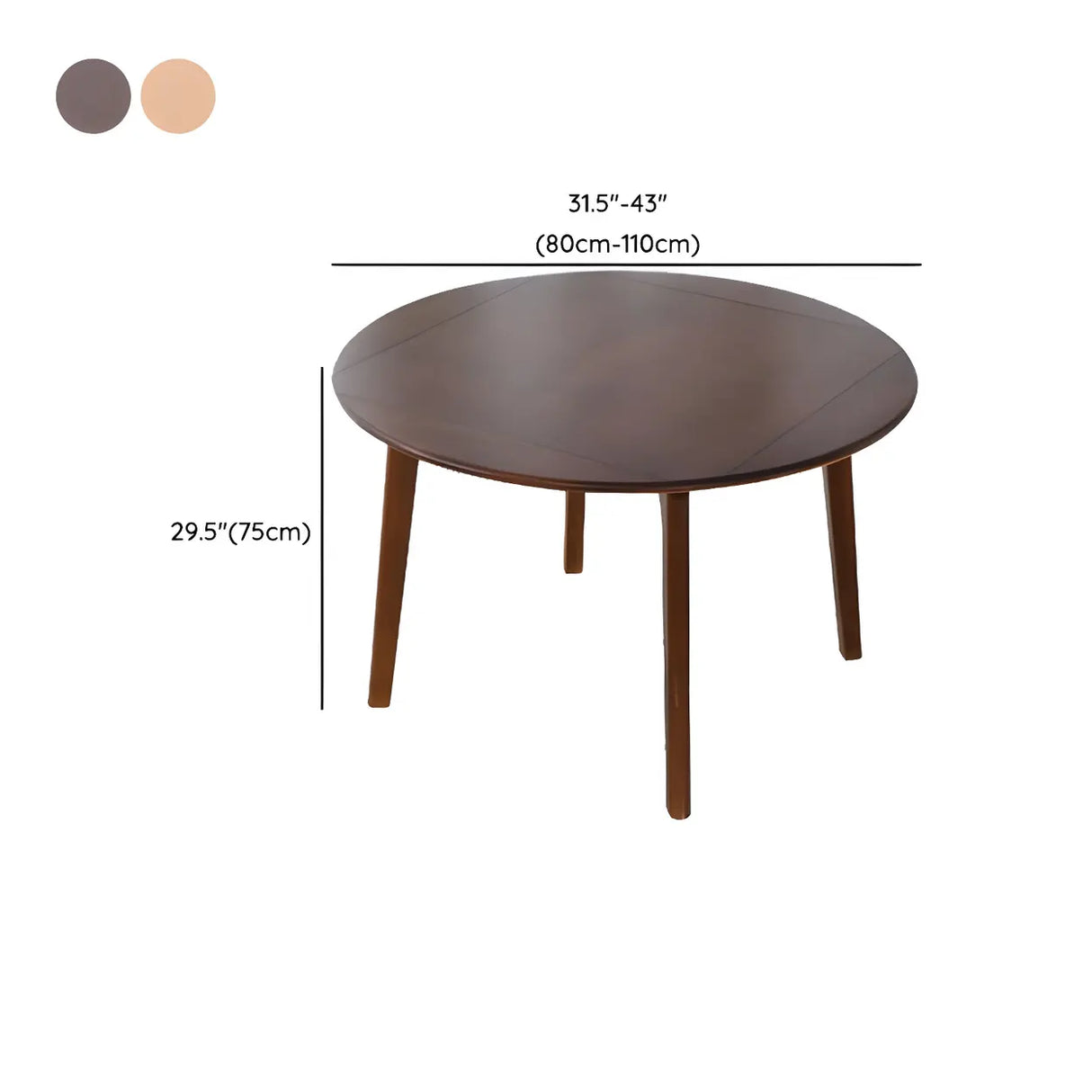 Rustic Round Natural Wooden Extendable Dining Table Image - 14