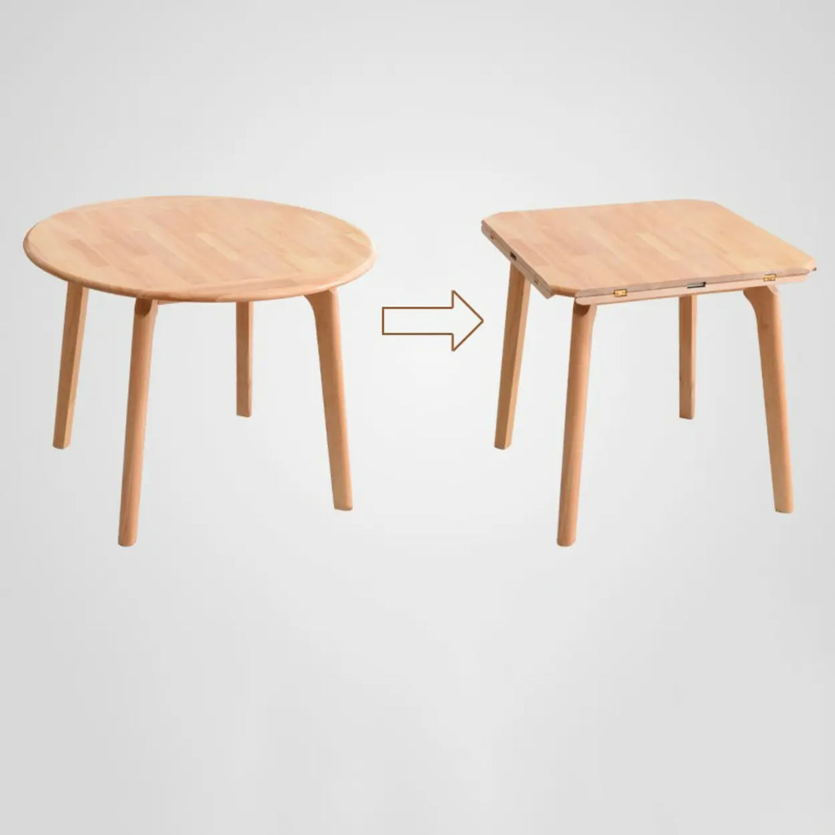 Rustic Round Natural Wooden Extendable Dining Table Image - 3