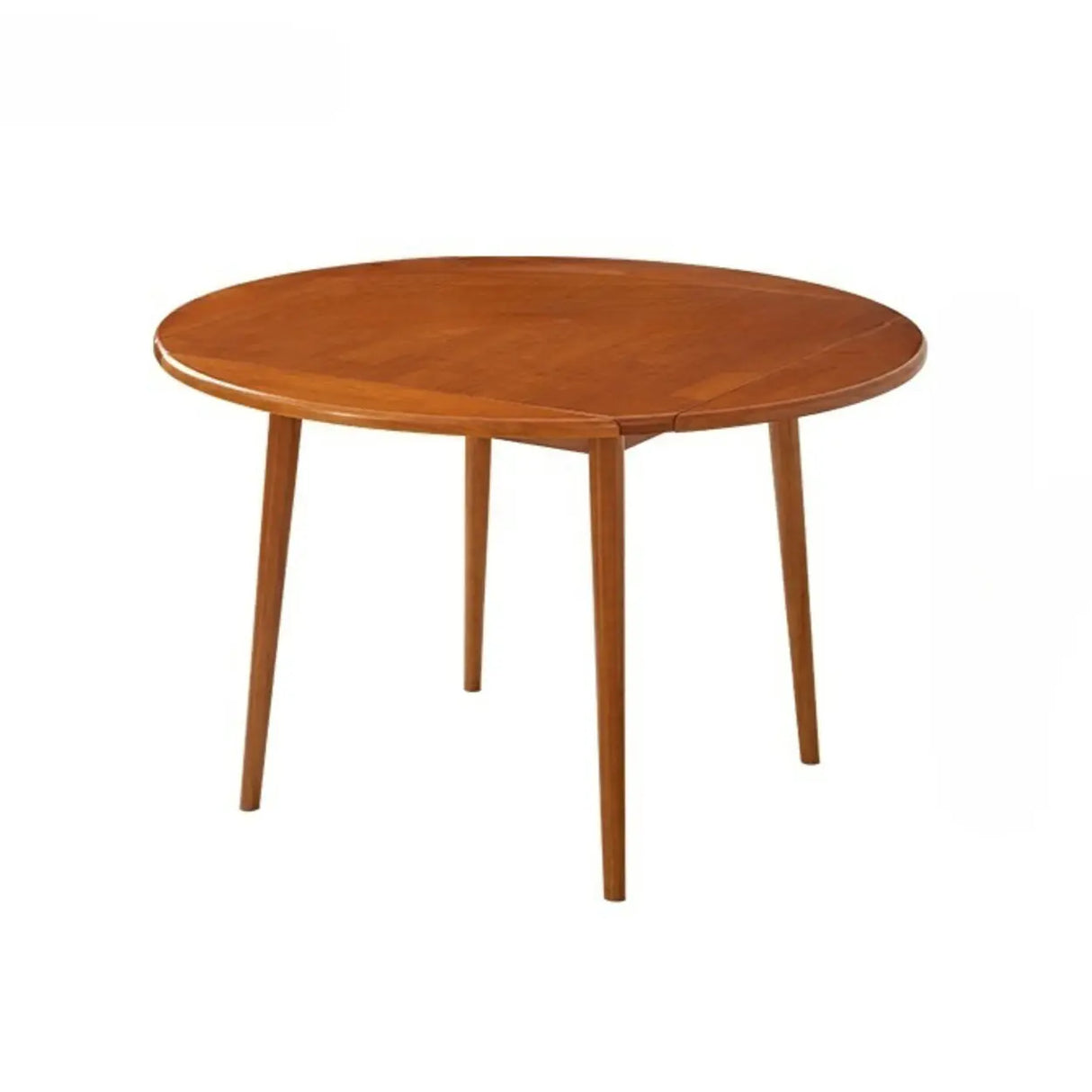 Rustic Round Rubberwood Dining Table Natural Extendable Image - 2