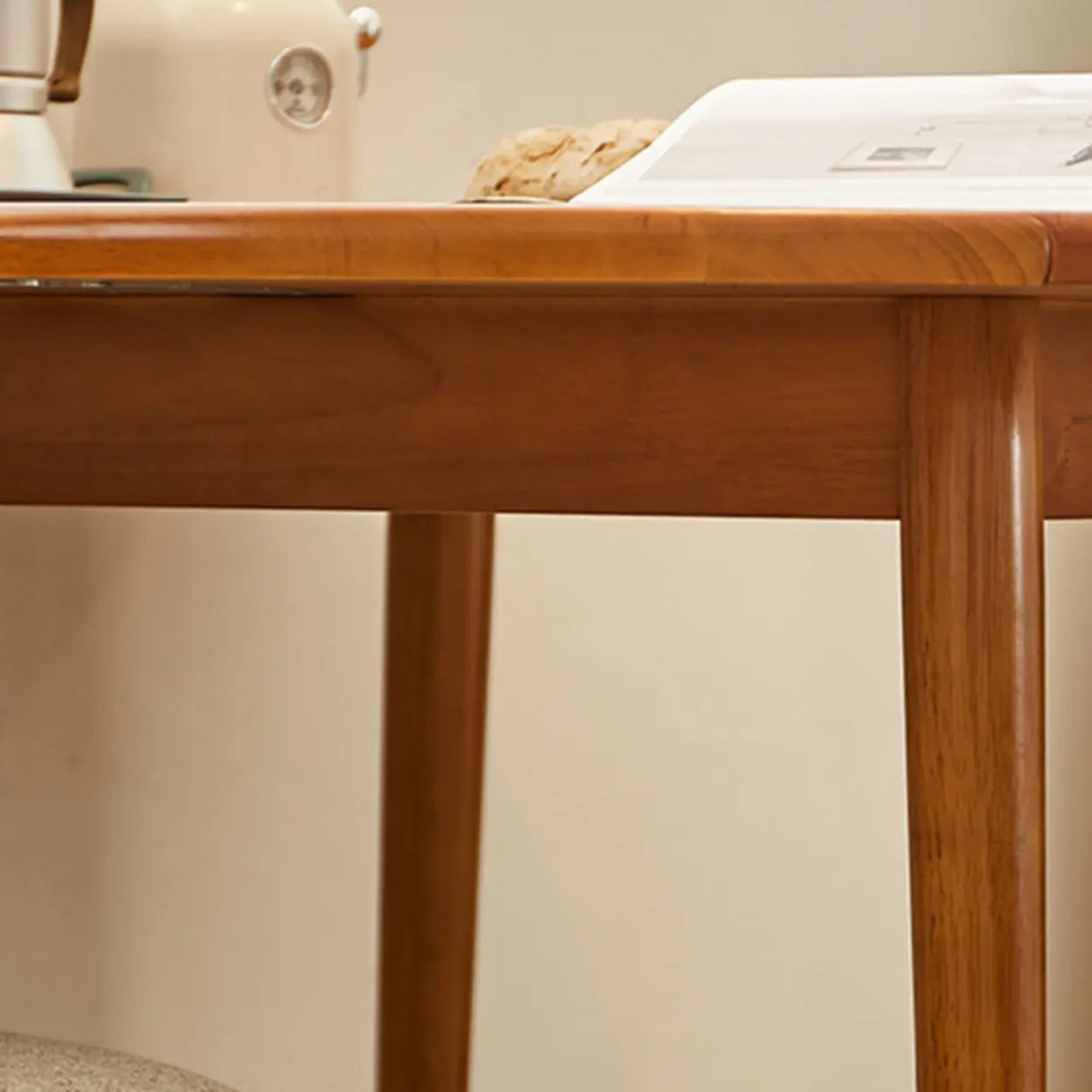 Rustic Round Rubberwood Dining Table Natural Extendable Image - 9