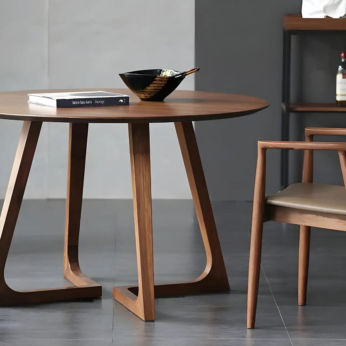 Rustic Round Wood Brown Small Dining Table Image - 11